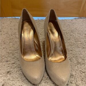 BCBGeneration Beige Pointed Toe Heels - Textured Neutral Pumps